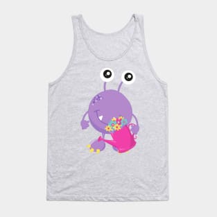 Spring Monster, Colorful Flowers, Purple Monster Tank Top